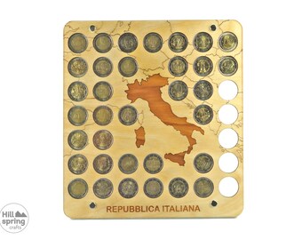 Portamonedas, marco para 2 monedas conmemorativas de euros de Italia, con posibilidad de personalización.