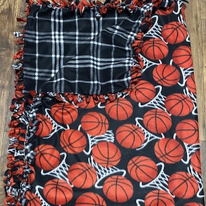 Basketball Fleece Blanket Black Orange