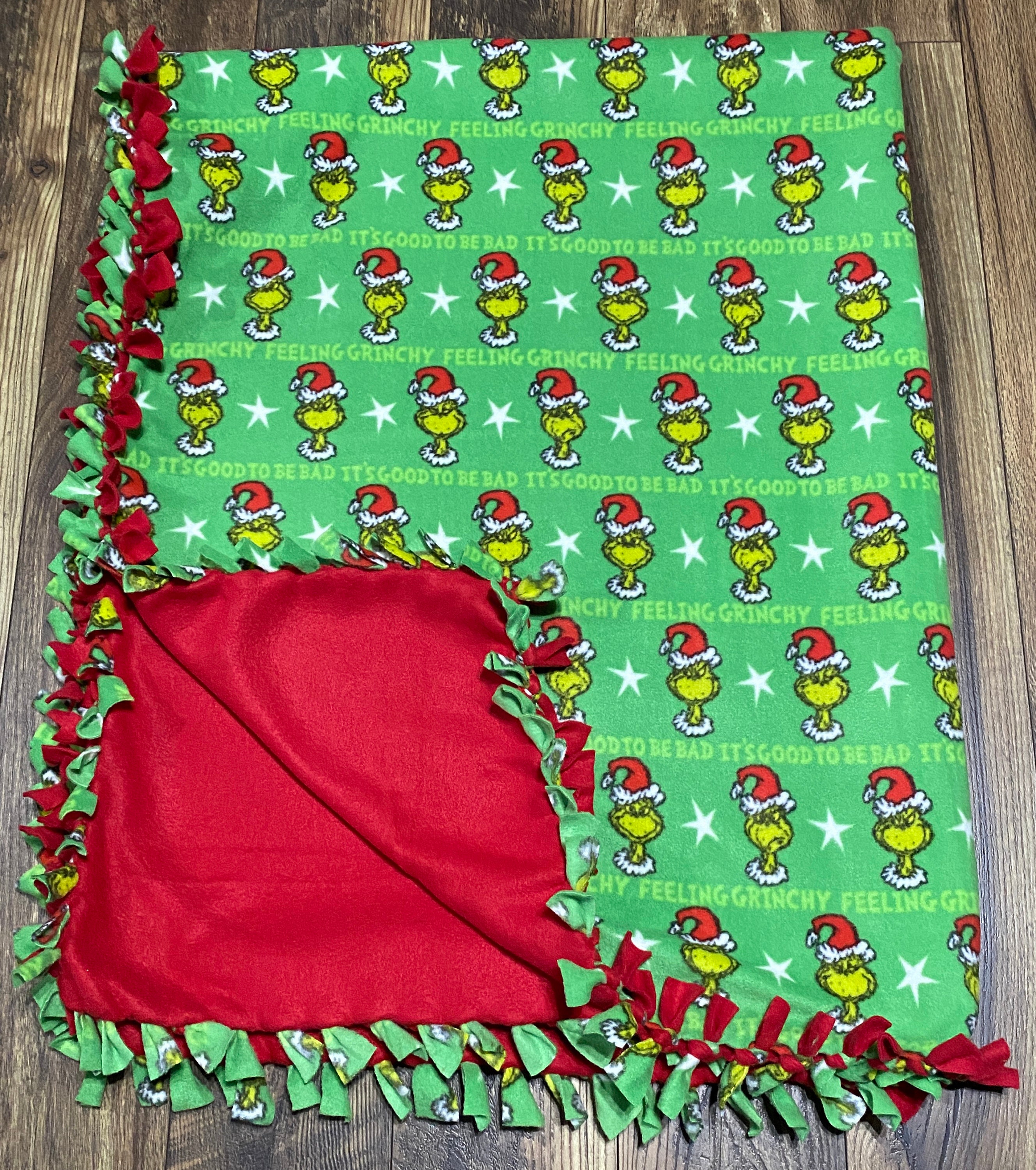 The Grinch Tie Blanket Etsy