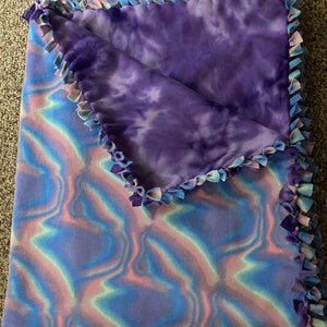 Pastel Rainbow Fleece Blanket Purple