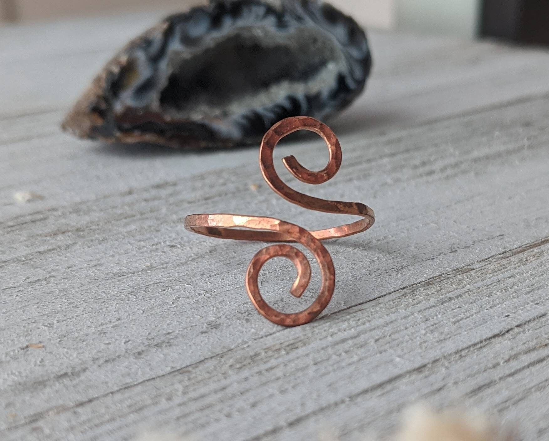Hammered Copper Swirl Ring / Hammered Metal Ring / Copper Ring Etsy