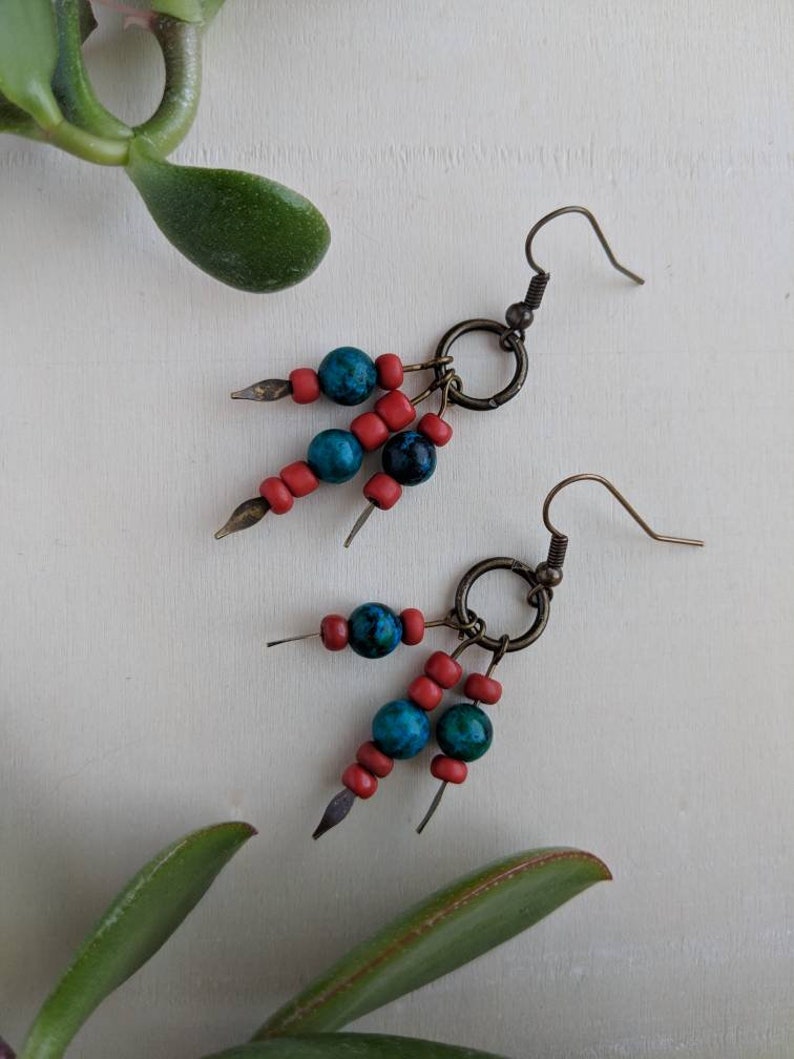 Bohemian Turquoise Beaded Chandelier Earrings And Image 0