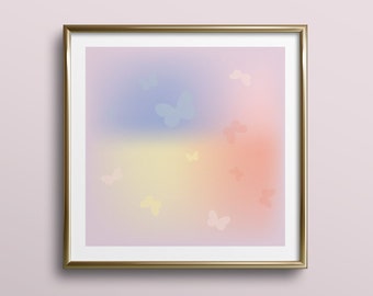 GC-007 gradient print art, pastel art prints, danish pastel, angel aura art, dreamy art prints, butterfly art prints, 5x5 art prints, retro