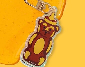 Iridescent Honey Bear Keychain, Rainbow Maker Charm