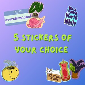 Pick Any 5 Stickers of Your Choice Pack Bundle - Stickers for Waterbottles and Laptops