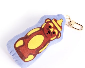 Honeybear Kawaii Plush Bear Keychain, Honey Lover Gift, Stuffed Animal Keychain for Backpack