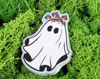 Mushroom Ghost Sticker - Spooky Vinyl Decal