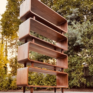 Handmade Black Walnut Bookcase – Mid-Century Modern Modular Shelf, 40" Wide, Custom Sizes Available