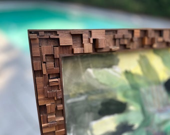 Handcrafted Black Walnut Picture Frame, Mid-Century Modern Design