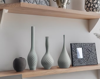 The "Ethereal" Vase Trio - 3D Print STL Files - Vase Mode Architectural Decor - Minimalist Spiral Sculptures