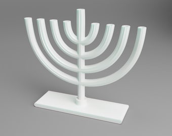 Modern Curved Menorah STL - 3D Printable Hanukkah Candelabra - Minimalist Judaica Design - Digital Download