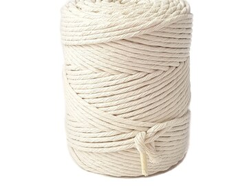 Cordón de algodón de un solo hilo, cuerda de macramé de 4mm, cordón de macramé de un solo hilo de 180m, cuerda de fibra de algodón a granel de 590 pies, cuerda para manualidades DIY de 196 yardas