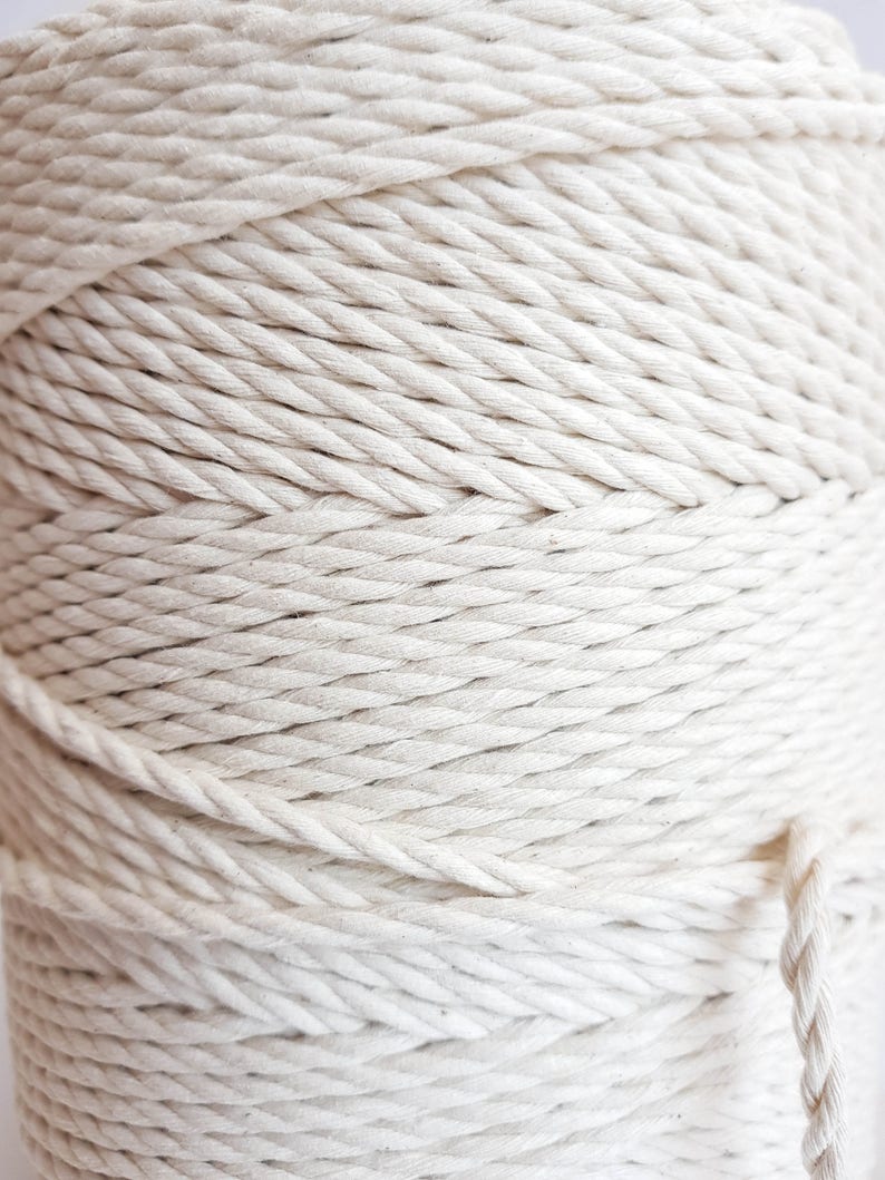 4mm macrame cord 260m Twisted cotton rope 1,5 kg Macrame rope. 175m Macrame cord 1 kg cotton cord 3 strand macrame rope. Cotton string yarn image 4