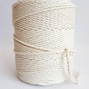 4mm macrame cord 260m Twisted cotton rope 1,5 kg Macrame rope. 175m Macrame cord 1 kg cotton cord 3 strand macrame rope. Cotton string yarn image 1