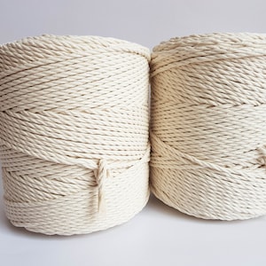 Macrame cord 4mm cotton rope. 3 kg twisted cotton rope. About 520 m macrame rope cotton. Cotton cord macrame, beige macrame rope, off white image 1