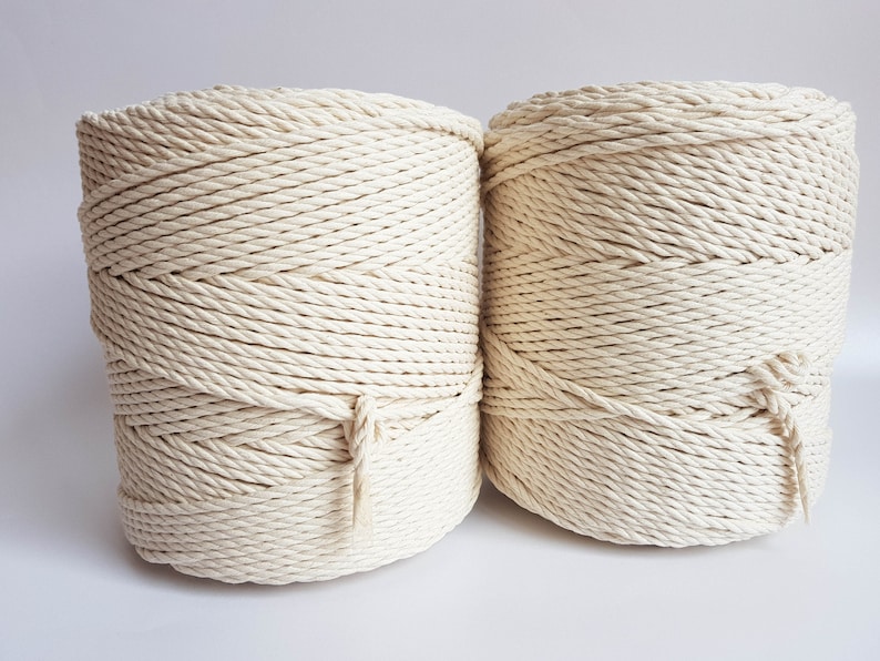 Macrame cord 4mm cotton rope. 3 kg twisted cotton rope. About 520 m macrame rope cotton. Cotton cord macrame, beige macrame rope, off white image 1