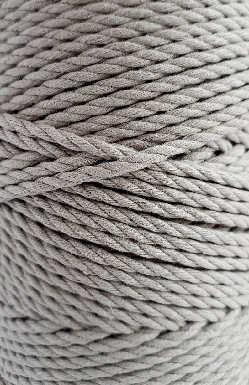 Light Gray Cotton Cord. 4mm Twisted Cotton Rope. 160 M Macrame Etsy UK