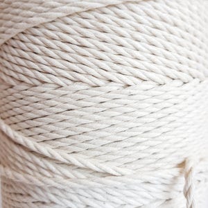 Macrame cord 4mm cotton rope. 3 kg twisted cotton rope. About 520 m macrame rope cotton. Cotton cord macrame, beige macrame rope, off white image 4