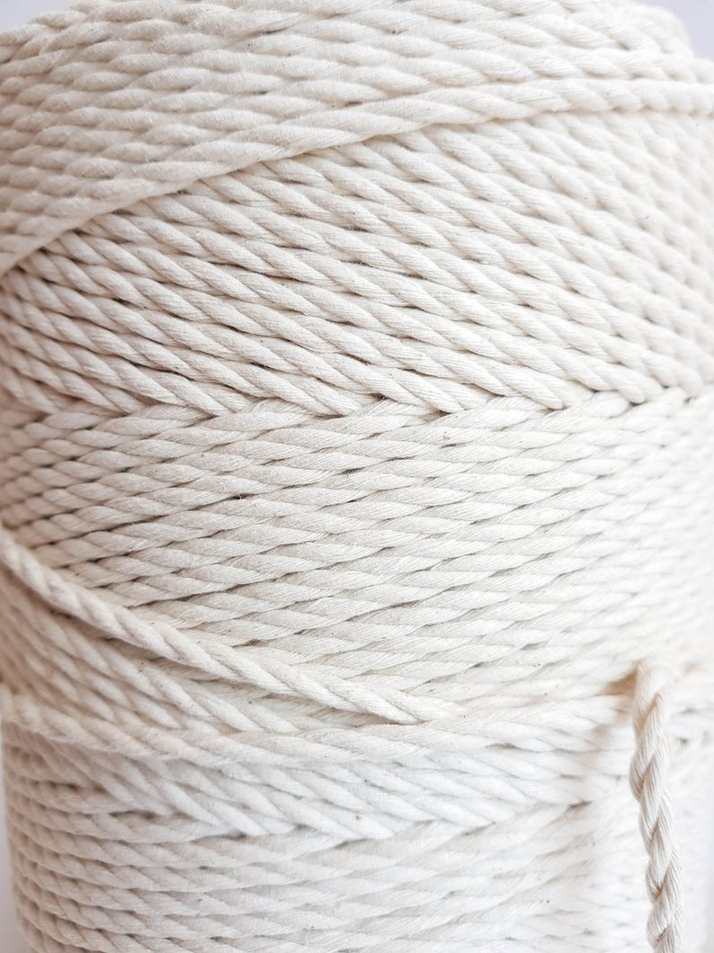 Macrame cord 4mm cotton rope. 3 kg twisted cotton rope. About 520 m macrame rope cotton. Cotton cord macrame, beige macrame rope, off white image 4