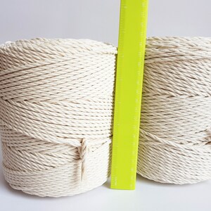 Macrame cord 4mm cotton rope. 3 kg twisted cotton rope. About 520 m macrame rope cotton. Cotton cord macrame, beige macrame rope, off white image 2