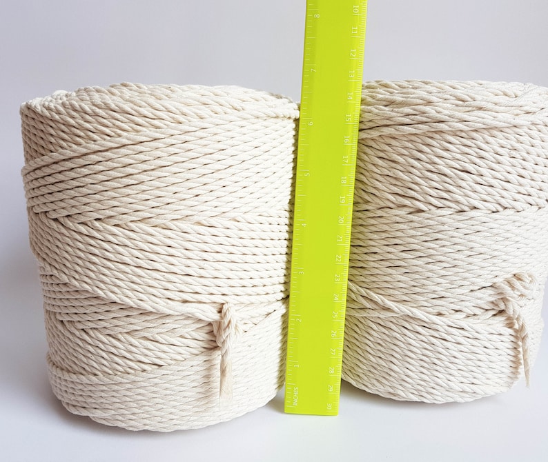 Macrame cord 4mm cotton rope. 3 kg twisted cotton rope. About 520 m macrame rope cotton. Cotton cord macrame, beige macrame rope, off white image 2