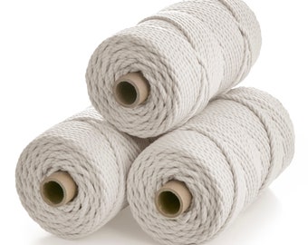 Bulk 5mm Macrame Cotton Rope: 3-Strand Weaving Yarn (400m/1312 ft)