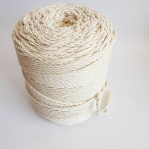 4mm macrame cord 260m Twisted cotton rope 1,5 kg Macrame rope. 175m Macrame cord 1 kg cotton cord 3 strand macrame rope. Cotton string yarn image 2