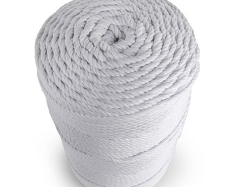 White macrame cord 5mm cotton rope 240m bleached cotton string for hobby, crafts and DIY projects 2 kg cordon de macramé