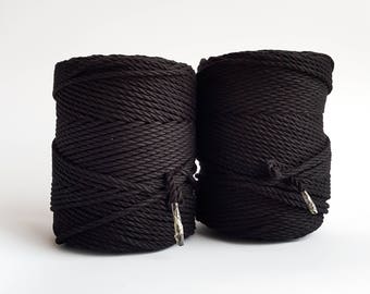 Black macrame rope 4mm macrame cotton cord about  340 m length, dyed black macrame, weaving, craft string