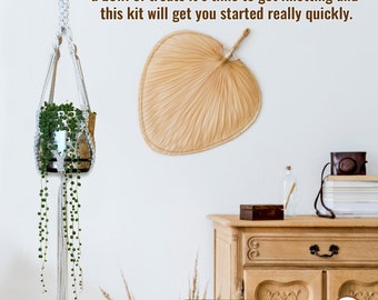 DIY Macrame Kit for Beginners with Instructions –Complete Boho Decor Macrame Plant Hanger Kit with 100% Cotton Macrame Cord Rope, Ring, Hook
