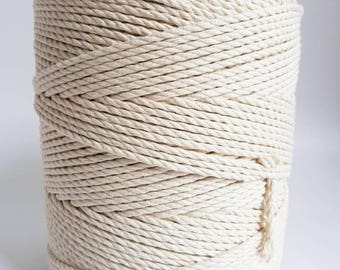 3 mm cotton rope. 1.5 kg Twisted cotton rope. Macrame rope. Macrame cord about 410 m cotton cord 3 strand rope 130 m Cotton string 0,5 kg