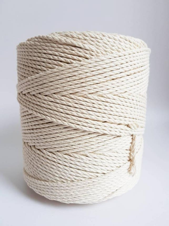 3 mm cotton rope. 1.5 kg Twisted cotton rope. Macrame rope. Etsy