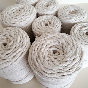 Bulk Macrame Cotton Cord 3mm x 560m/ 4mm x 360m/ 5mm x 240m Single Strand Cotton macrame rope 2kg weaving chunky yarn string - MB Cordas