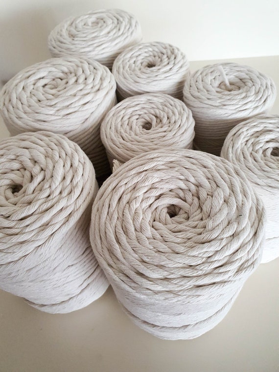 Macrame Cord 4mm 3mm or 5mm rope single twisted natural 100% cotton