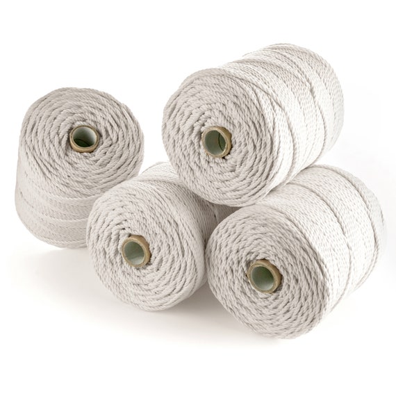 Bulk Macrame Cotton Rope 4mm X 800m or 874 Yd. 2x400m/437 Yd. 3 Strand  Cotton Macrame Rope, Weaving Strong Yarn String MB Cordas -  Canada