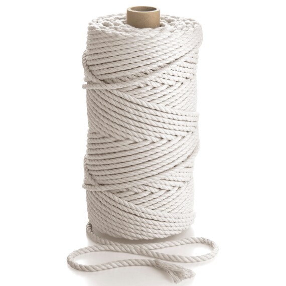 5mm Macrame Cotton Cord: Natural 3-Strand Twisted Rope