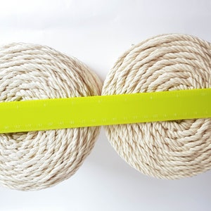 Macrame cord 4mm cotton rope. 3 kg twisted cotton rope. About 520 m macrame rope cotton. Cotton cord macrame, beige macrame rope, off white image 3