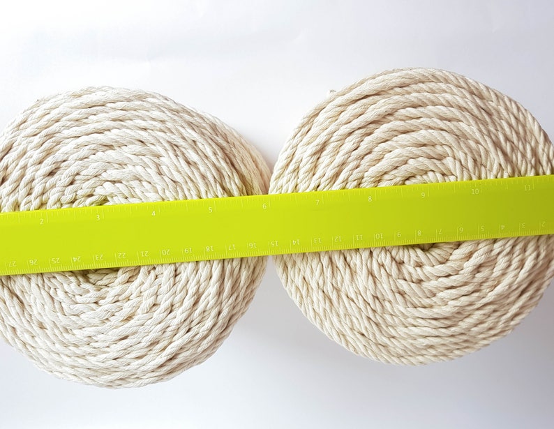 Macrame cord 4mm cotton rope. 3 kg twisted cotton rope. About 520 m macrame rope cotton. Cotton cord macrame, beige macrame rope, off white image 3