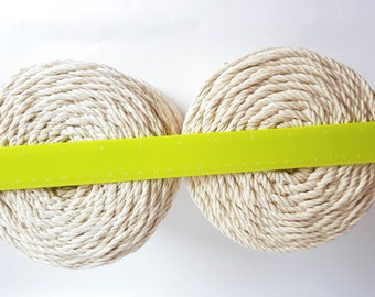 Bulk ivoorwit macramé katoenen koord: 2 mm, 3 mm, 4 mm - 3 strengen gedraaid touw - België Bulk ivoorwit macramé katoenen koord: 2 mm, 3 mm, 4 mm - 3 strengen gedraaid touw - België