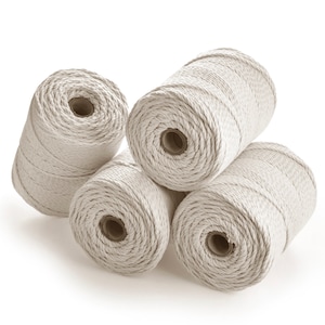 Große Makramee Baumwollschnur 3 mm x 800 m oder 874 yd3 Strang gedrehtes Seil, Webgarn Chunky 3 PLY Schnur für DIY Handwerk Pflanzenhänger - MB Cordas