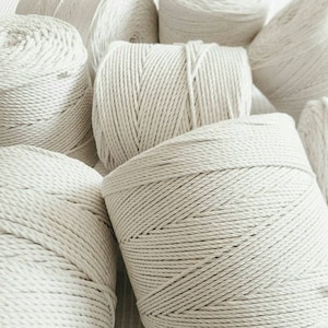 Corda di cotone per macramè sfusa 2 mm x 3600 m, 3 mm x 1600 m, 4 mm x 1040 m Corda di cotone intrecciata a 3 capi, Filato di cotone per macramè – MB Cordas