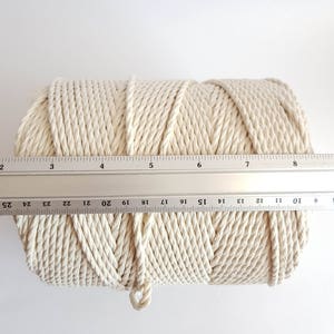 4mm macrame cord 260m Twisted cotton rope 1,5 kg Macrame rope. 175m Macrame cord 1 kg cotton cord 3 strand macrame rope. Cotton string yarn image 5