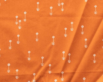 Desert Flowers Orange Poplin - 100% Premium Cotton Fabric - Birch Fabrics - Pumpkin Orange  - Charlie Harper Desert Flowers Collection