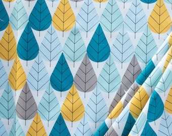 Blue Octoberama 100% Cotton Poplin Fabric - Birch Fabrics Premium Cotton Poplin Fabric - Charlie Harper Fabric Lake House Collection