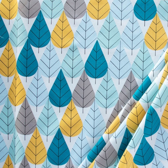 Blue Octoberama 100% Cotton Poplin Fabric - Birch Fabrics Premium Cotton Poplin Fabric - Charlie Harper Fabric Lake House Collection