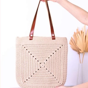Crochet Pattern Square Handbag | DIY Crochet Bag Tutorial | Modern Handmade Purse PDF | Easy Crochet Tote Pattern