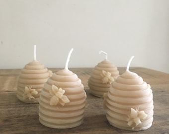 Set of 4 Pure Beeswax Votives- Handmade & Sustainably Harvested