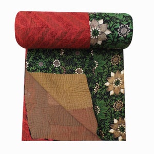 Edredón Kantha vintage de algodón hecho a mano, edredón Kantha bohemio, manta kantha india vintage, colcha, funda de cama, edredón kantha hippie