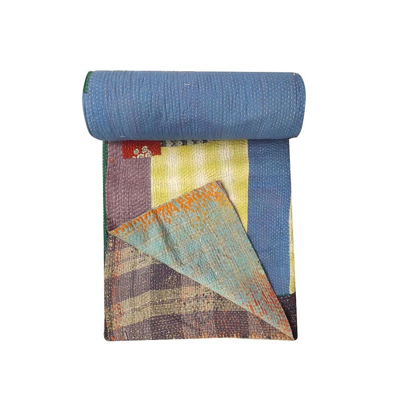 Vintage Handmade Kantha Quilt Sari Patchwork Kantha Quilt