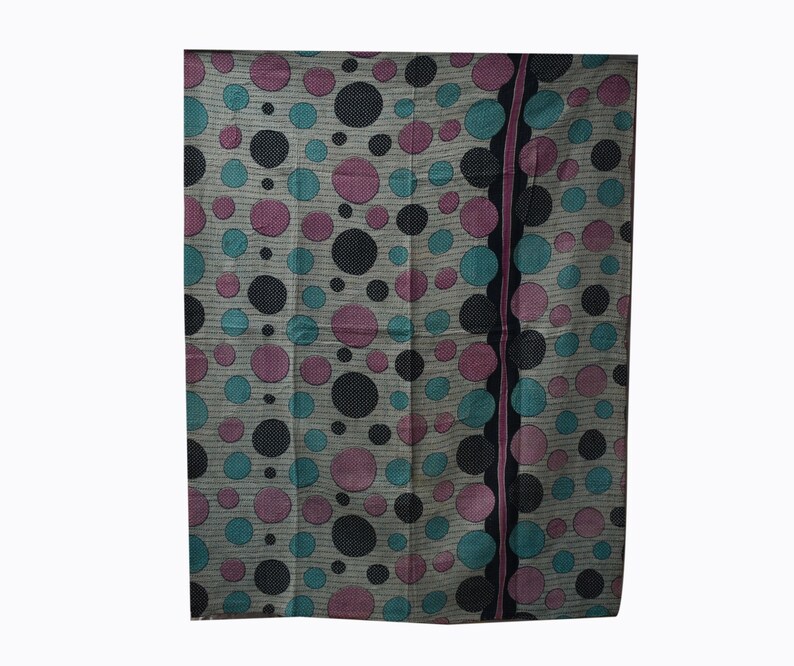 Handmade Vintage Kantha Quilt Sofa cover Kantha quilt Sari blanket Twin size throw Indian Quilt Home Decor